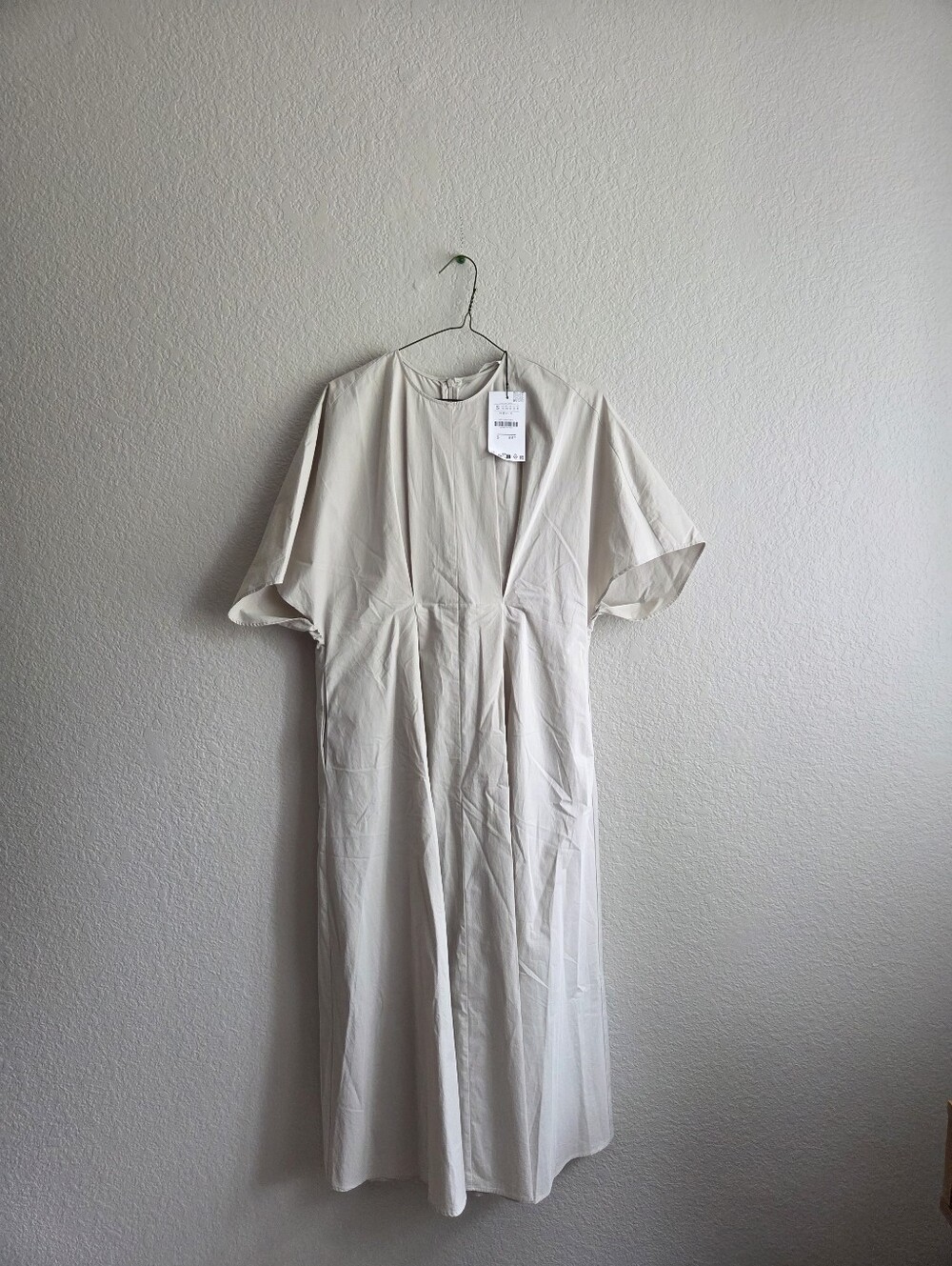 New ZARA Poplin 100%cotton Midi Dress Wwth Pockets